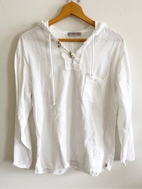 Cotton natural white hooded cotton made in Peru tunic top size large